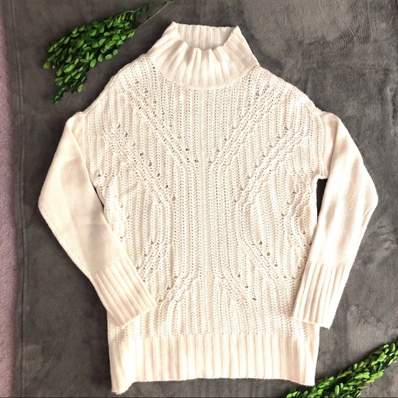 NWOT White Bcbg Turtleneck Sequin Tunic Sweater - Picture 7 of 11